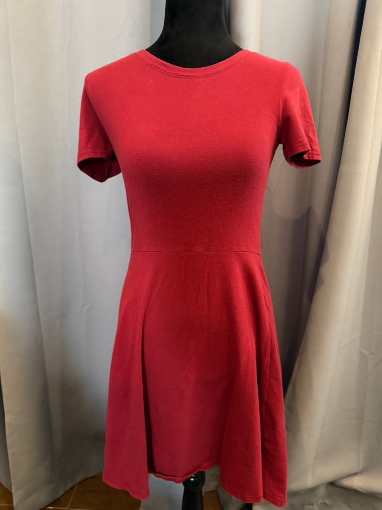 Forever 21 Red Short-Sleeve Fit & Flare Mini Dress